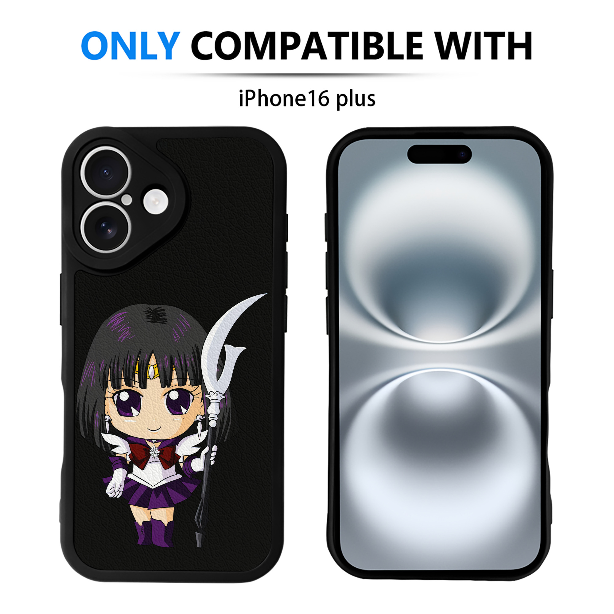 （画像用） 美少女戦士セーラームーン 土萠ほたる Sailor Moon Tomoe Hotaru （セーラーサターン；Sailor Saturn） 【iPhone 16シリーズ対応】シリコンスマホケース（レザー調） 材質：シリコン